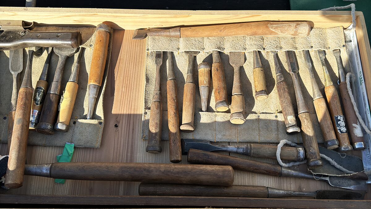 ノミや差し金など大工道具の手工具セットの買い取り品